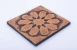 Light brown wooden square coaster – ten-star hexagonal pattern